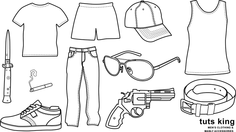 Homens usam roupas linha vetor de desenho de mercadorias Homens usam roupas linha vetor de desenho de mercadorias