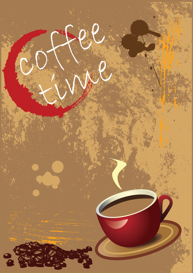 Cartaz da hora do café com ilustração