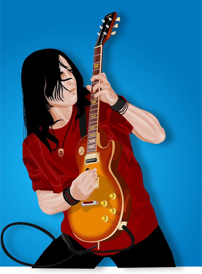 Hombre tocando la guitarra eléctrica ilustración