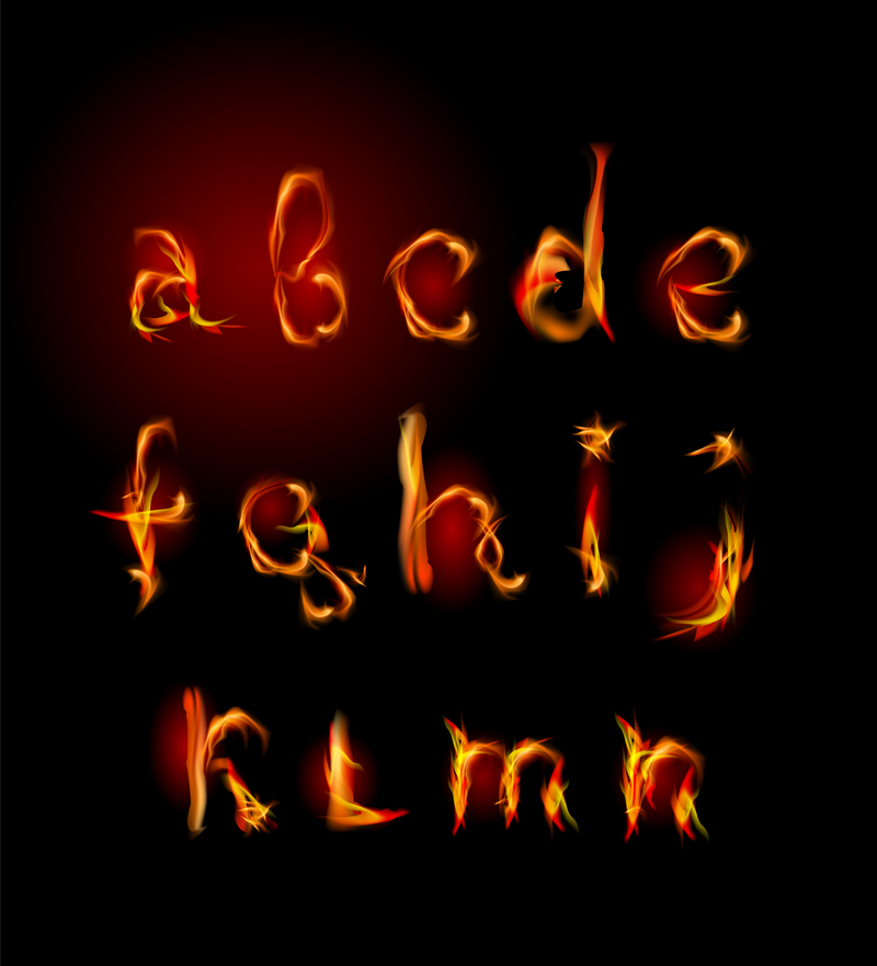 Flame English Letters 02 Vector