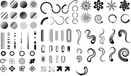 Série de elementos de design em preto e branco gráficos simples de vetor 3