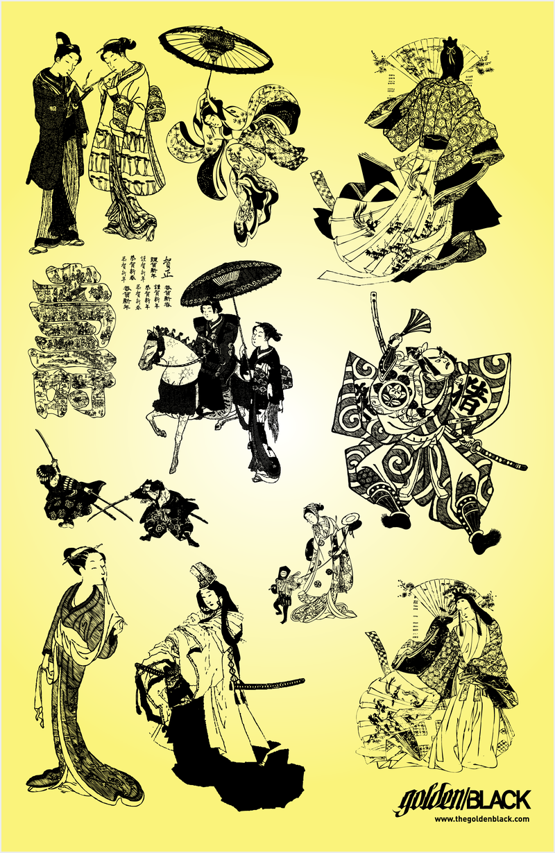 Ilustrações de gueixa samurai