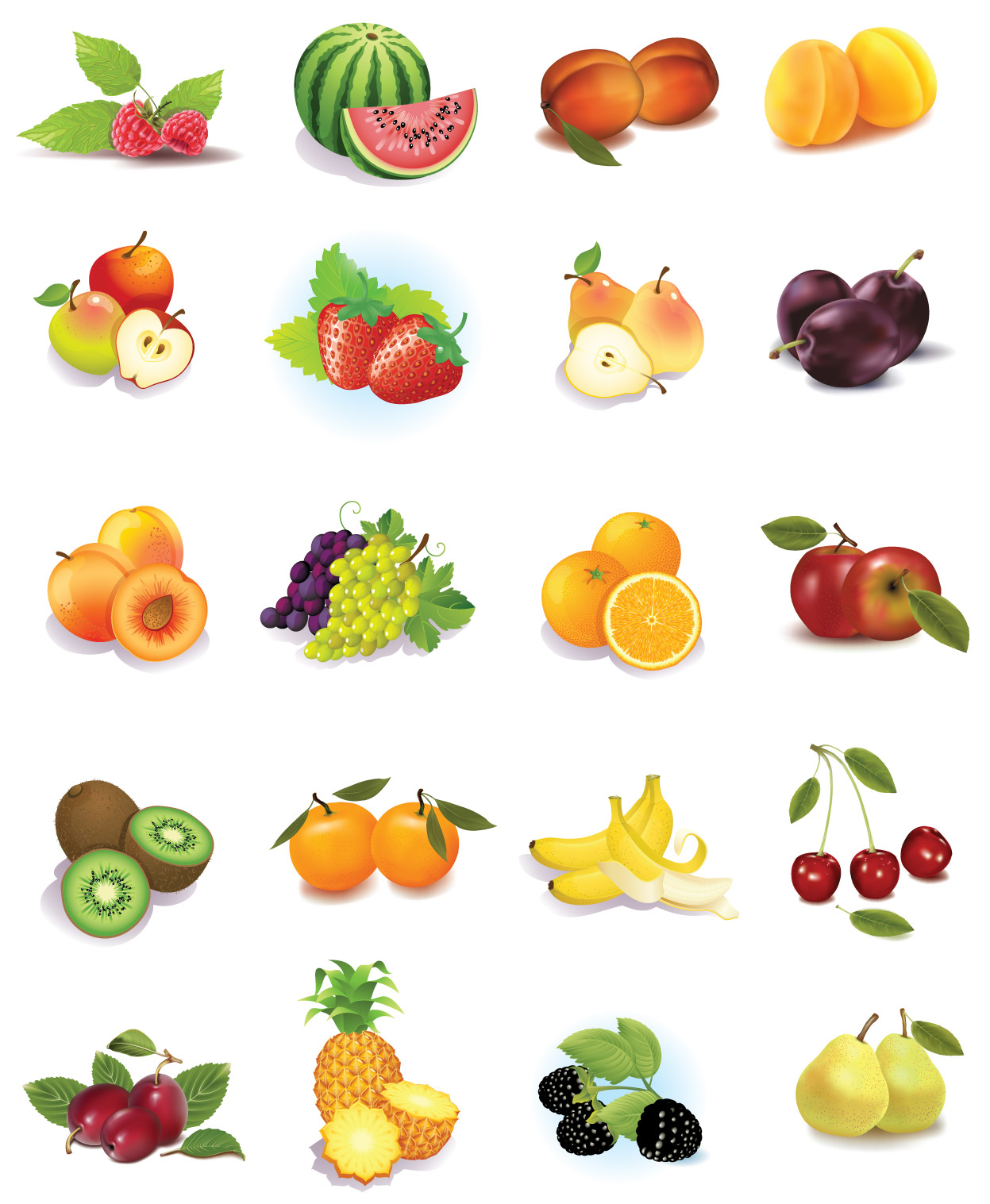 Иллюстрации фруктов для детей
