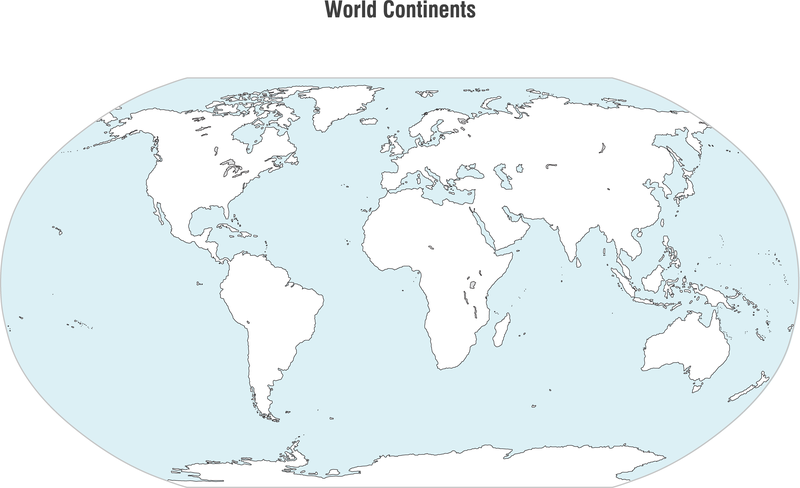 Vetor de mapa de continentes mundiais