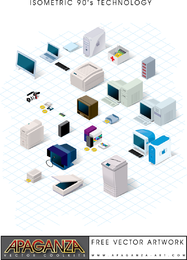 Vector de tecnología de los noventa