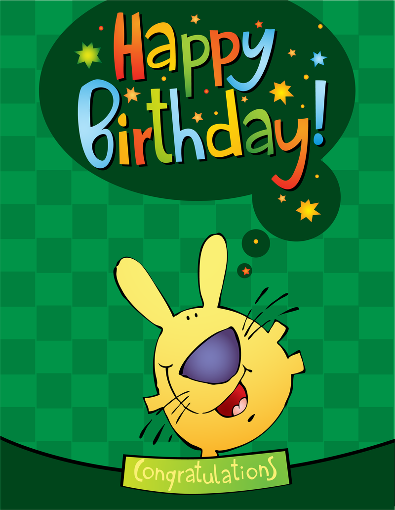 Cartão de aniversário com desenho animado