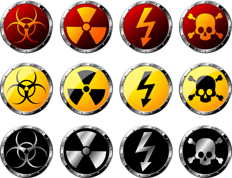 Vector de señales de advertencia de peligro de radiación nuclear