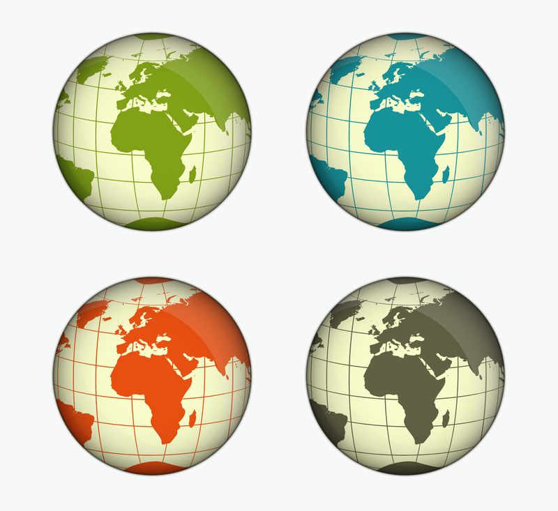 Grüne blaue gelbe und graue Globus-Vektor-Illustration