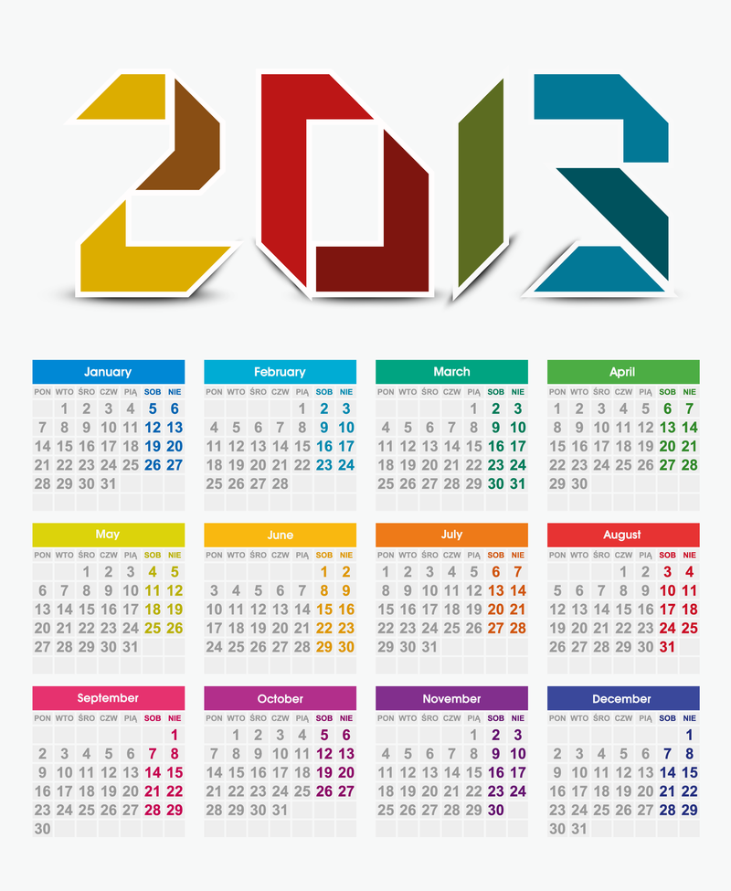 2013 Jahr Vektorkalender