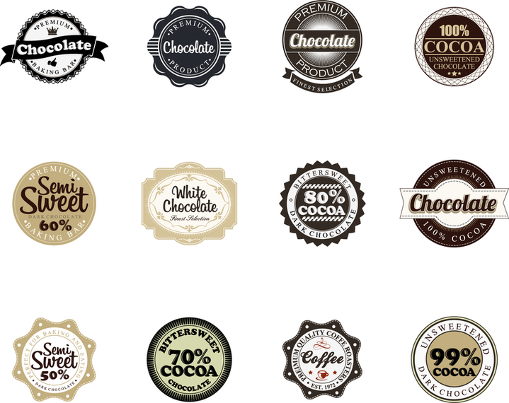Emblemas de vetor de chocolate Emblemas de vetor de chocolate