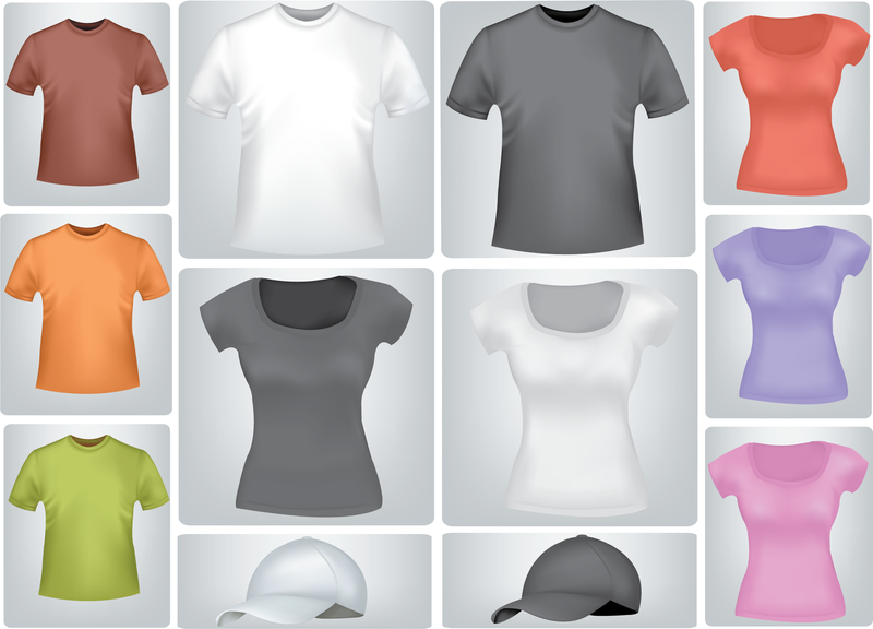 Camisas e camisetas de vários estilos de vetor