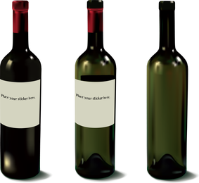 Vetor de várias garrafas e copos de vinho