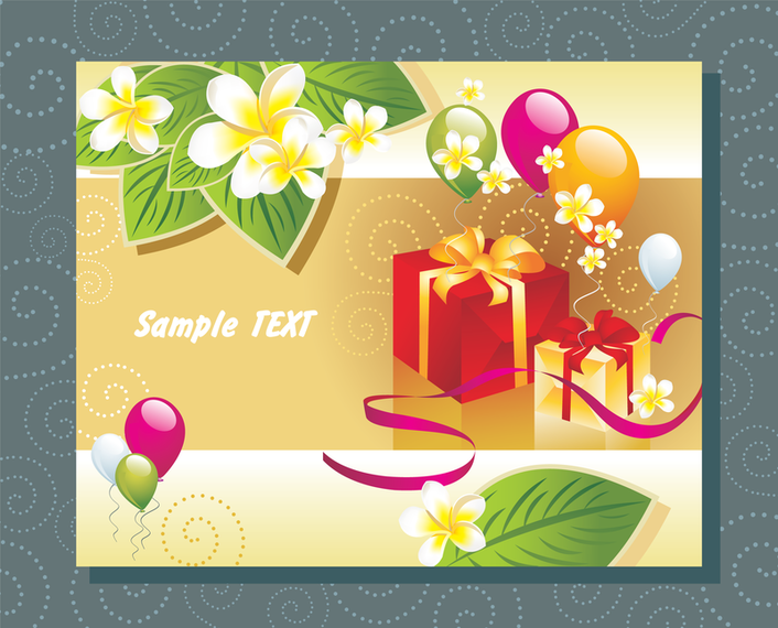 Balloon Leaves A Gift Card Vector Balloon Leaves A Gift Card Vector