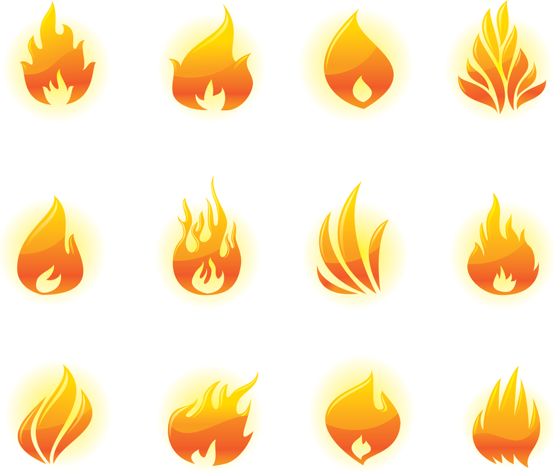 Uma ampla gama de vetores de chamas