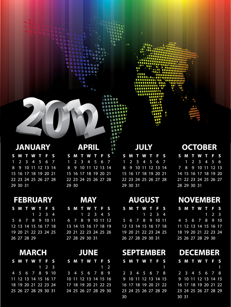 Vector de plantilla de calendario 2012