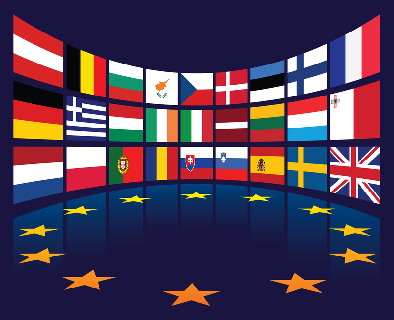 Desenho de bandeiras da União Europeia