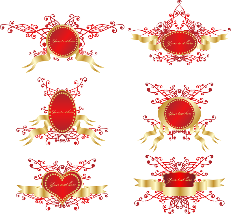 Emblema de escudo de vetor de fita romântica