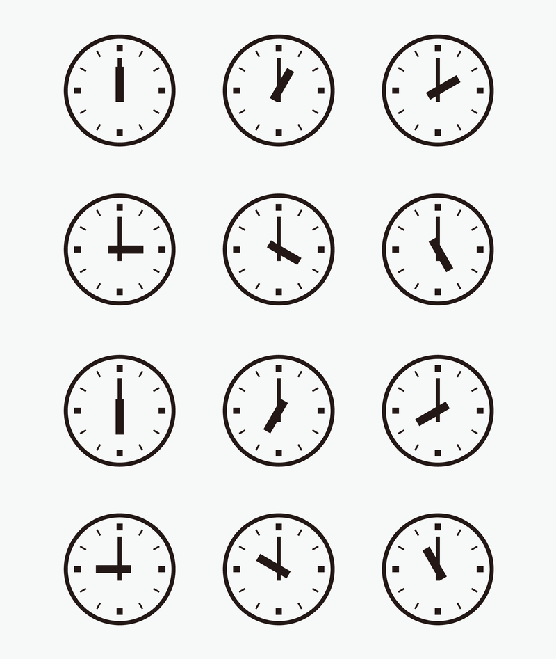 Conjunto de relógios de parede com outra hora