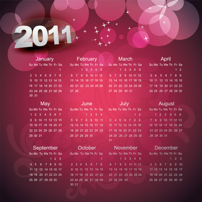 Druckbare Vektorvorlage für Kalender 2010