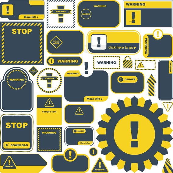 Yellow Warning Signs And Labels 03 Vector Yellow Warning Signs And Labels 03 Vector