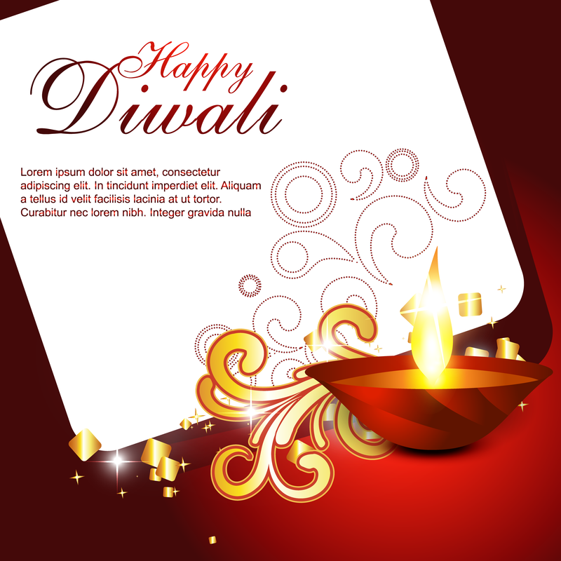 Lindos cartões Diwali 06 Vector