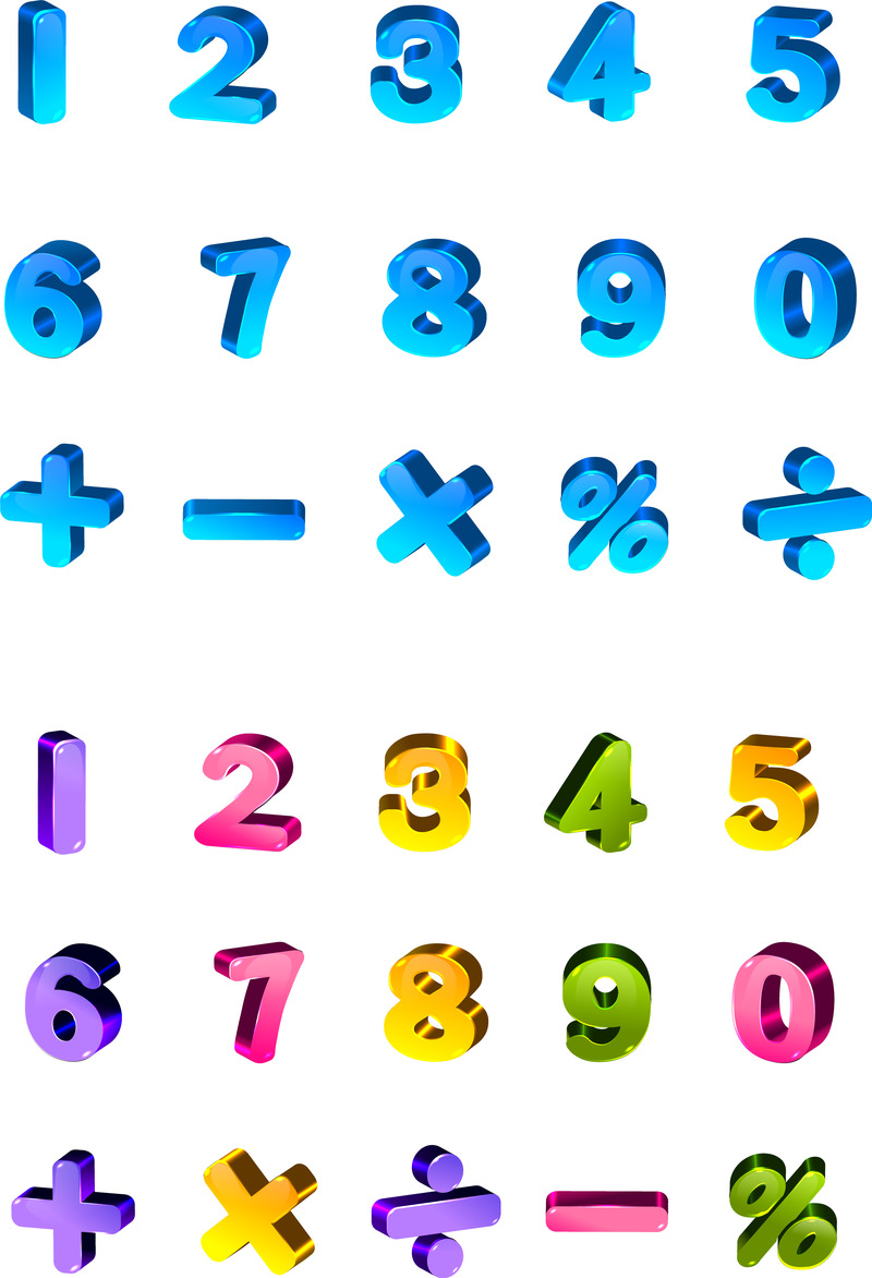 Vector de números y letras tridimensionales de color encantador