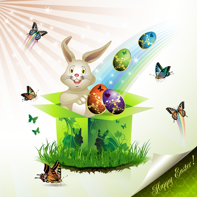 Cartões e decorações de Páscoa Butterfly Eggs 02 Vector