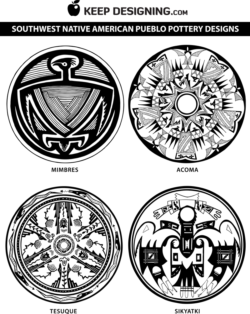 Vectores de diseño de cerámica nativa americana del suroeste