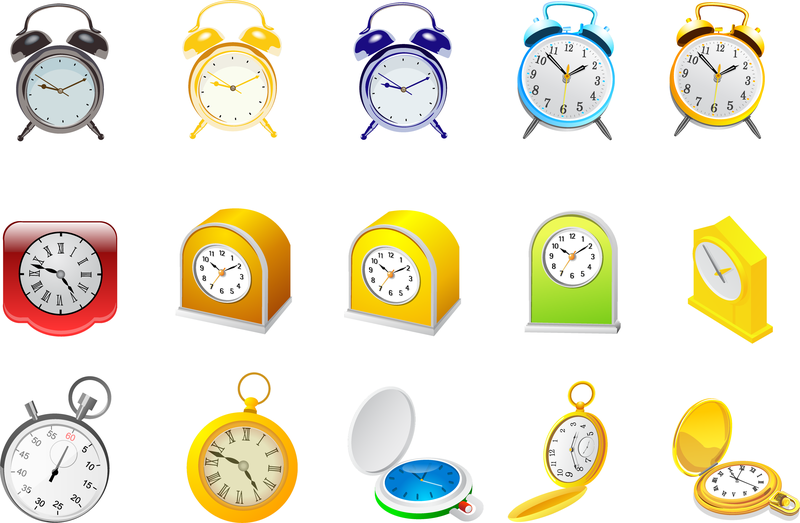 Vector de reloj despertador y cronómetro