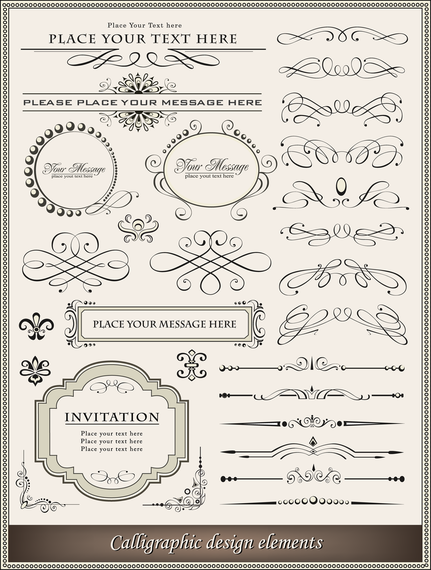Calligraphic design ornament elements Calligraphic design ornament elements