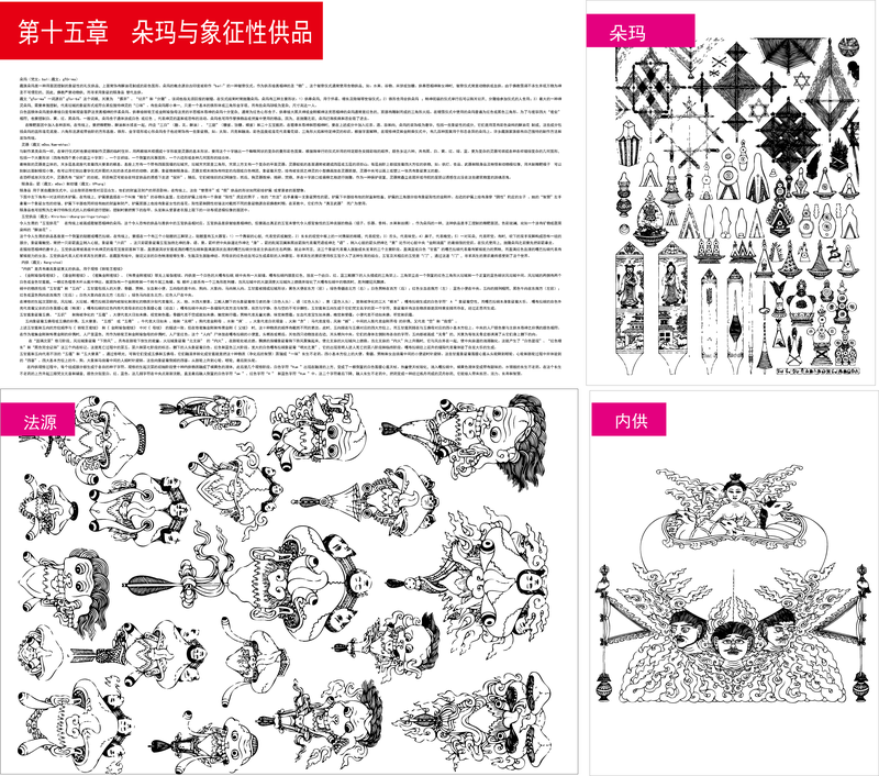 Símbolos e objetos do budismo tibetano Figura de quinze Duo Mary e vetor de ofertas simbólicas