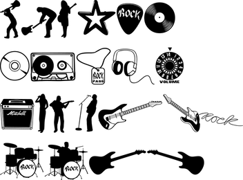 Music Silhouettes And Illustrations Set Vector Download