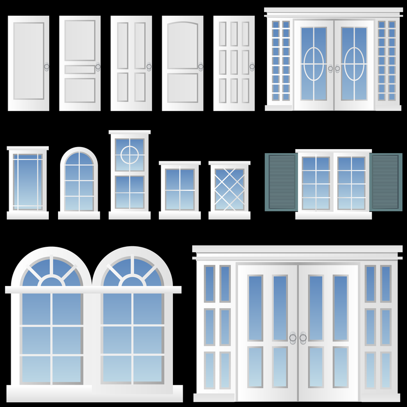 Vetor de janelas e portas de estilo europeu