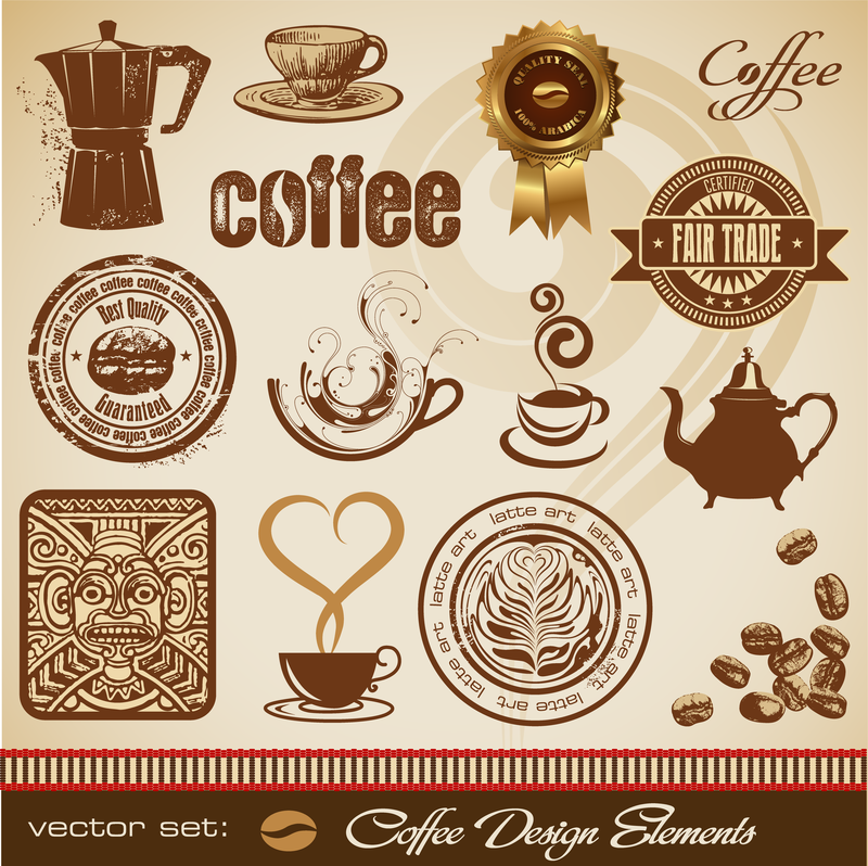 Goldkaffee-Themen-Vektor