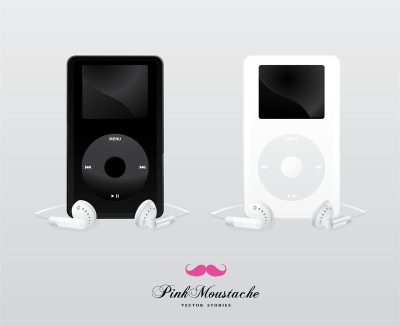 Ipod mockup templates in black and white Vector download