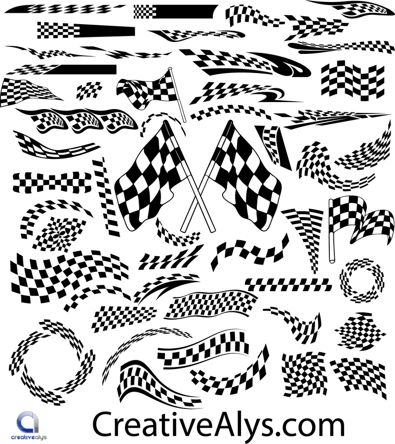 50 Creative Style Racing Flags For Logo Design - Vector download