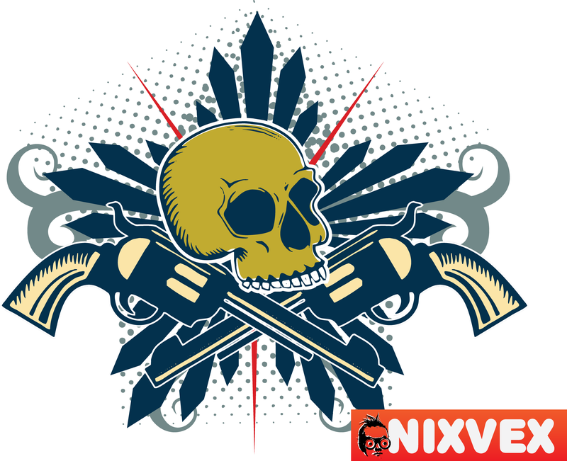 Nixvex Schädel mit Waffen Free Vector