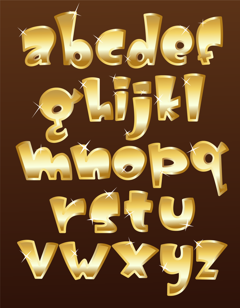 vector letter gold 3D letters friendly download   Vector gold font