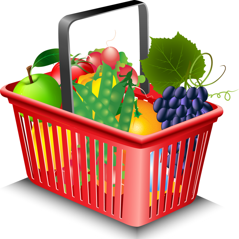 Frutas e vegetais e cesta de compras 02 Vector
