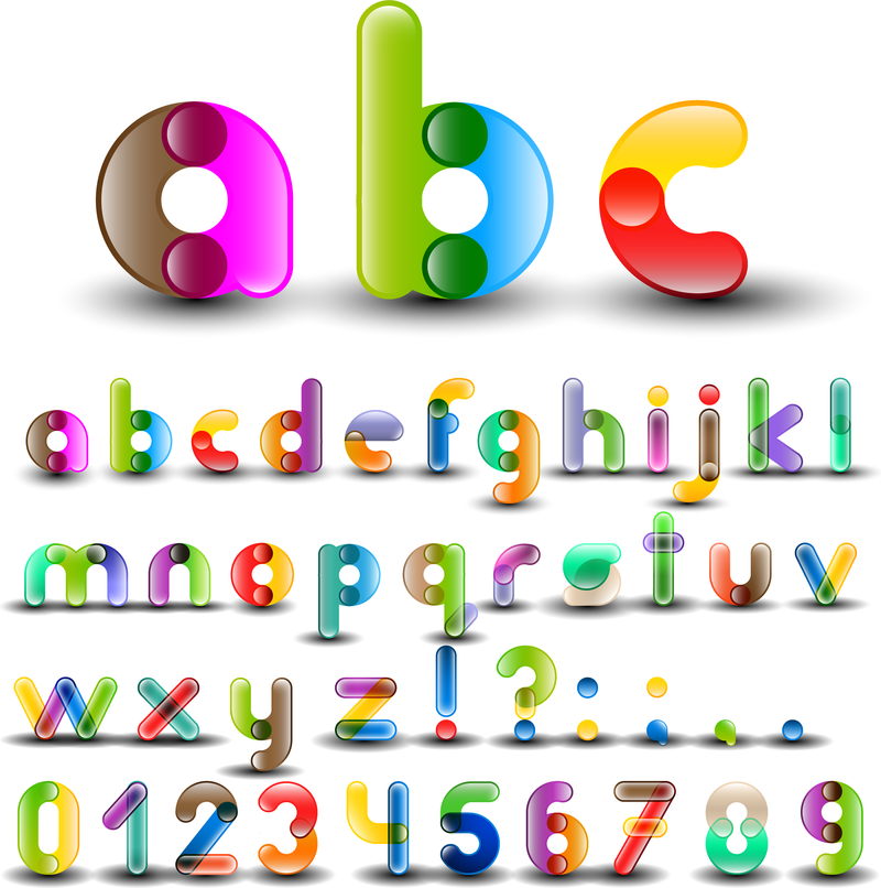 Buntes Alphabet mit Zahlen