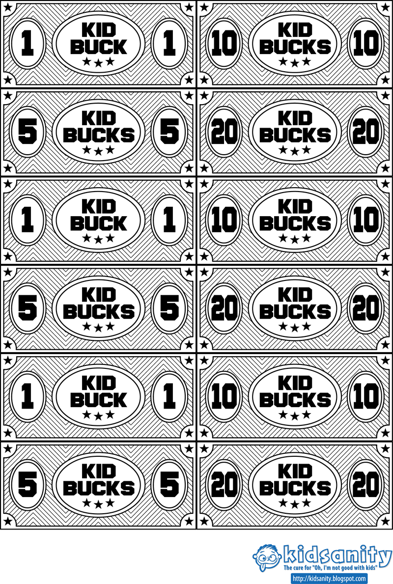 Kid Bucks Animal Themed Printable Play Money Vector download