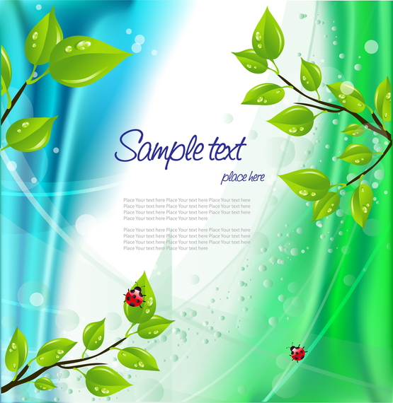 Illustrated 3D leaves with text over background Illustrated 3D leaves with text over background