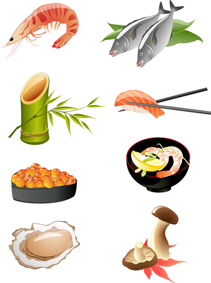 Japanese Seafood Cuisine Vector Japanese Seafood Cuisine Vector