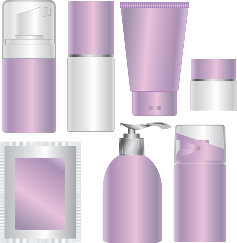 Vetor de embalagens de cosméticos de produtos de cuidado de pele em branco