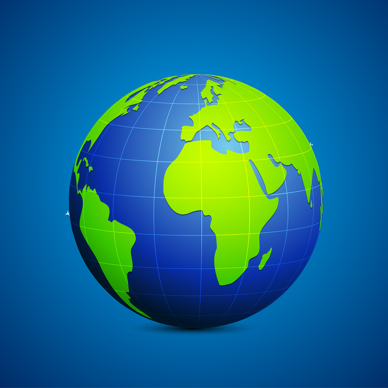 Moderne Globus-blaue und grüne Verbindungsvektorillustration