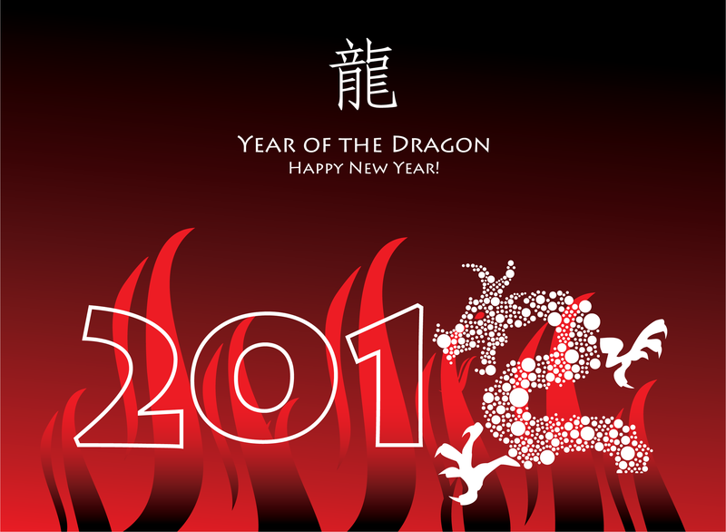Year Of The Dragon Cards 04 Vector - Vector download