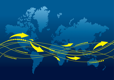 Mapa del mundo con ruta