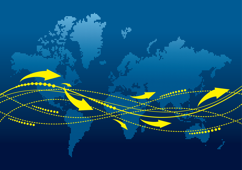 Mapa mundial com caminho