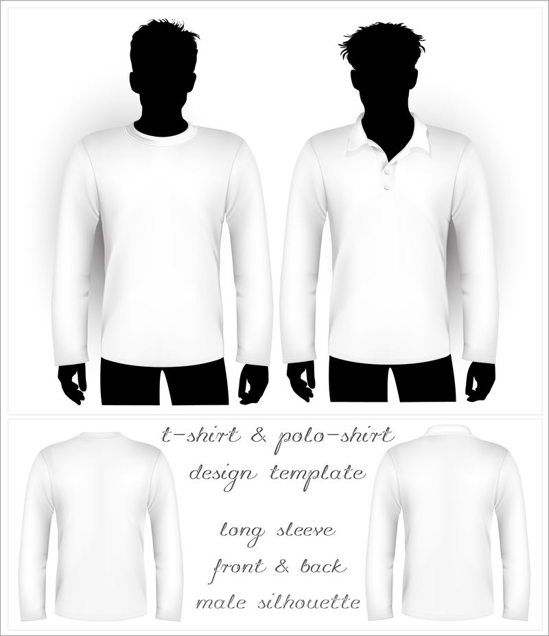 Camisa de camiseta em branco e vetor de camisa polo