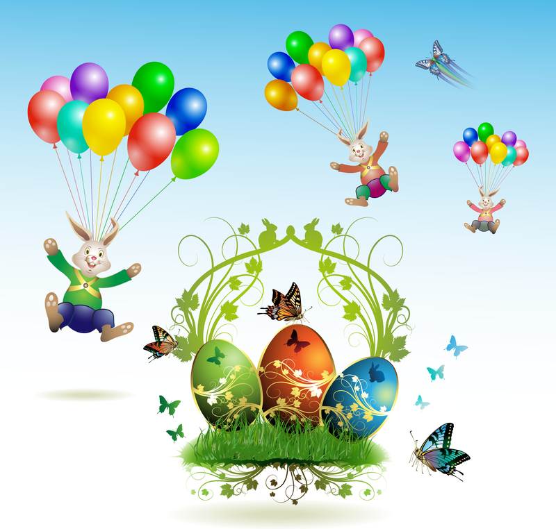 Cartões e decorações de Páscoa Butterfly Eggs 03 Vector